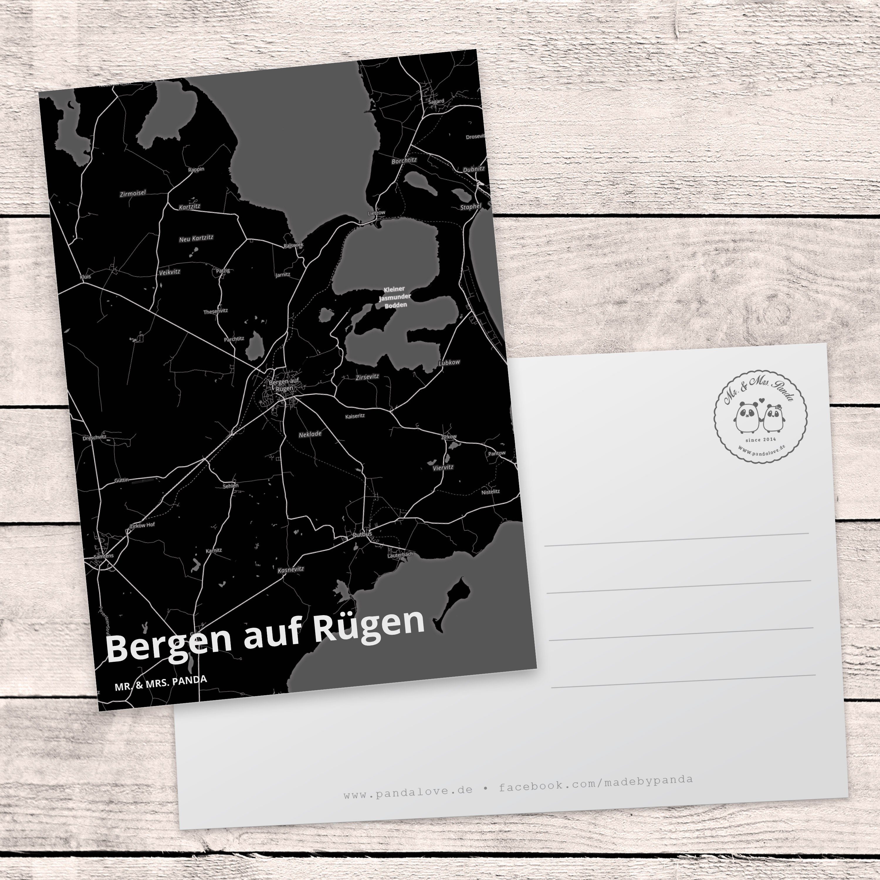 Mr. & Mrs. Panda Postkarte - Dorf Stadt Sta Landkarte Rügen Karte auf Map Geschenk, Bergen Dorf