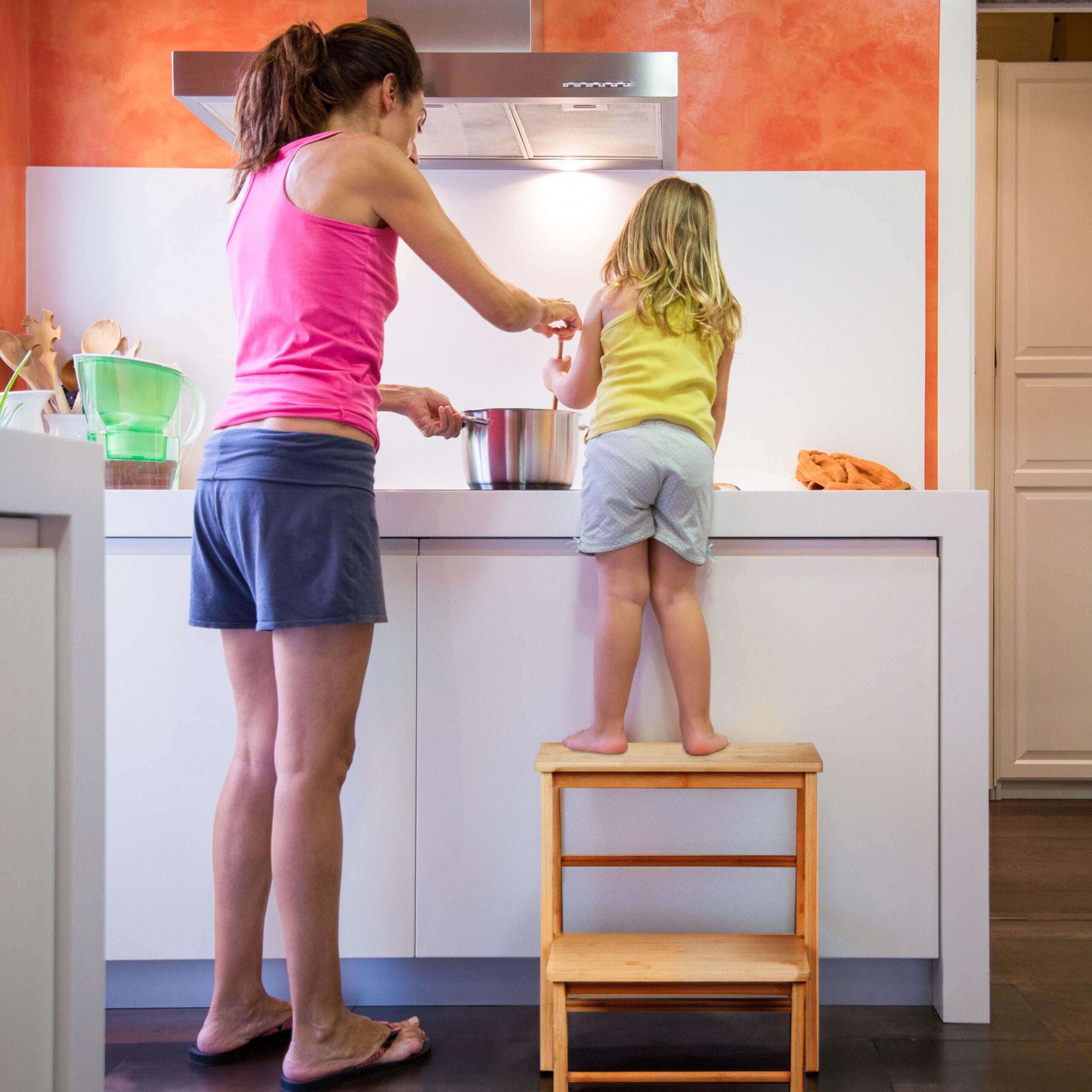 relaxdays Tritthocker Klappbarer Tritthocker aus Bambus