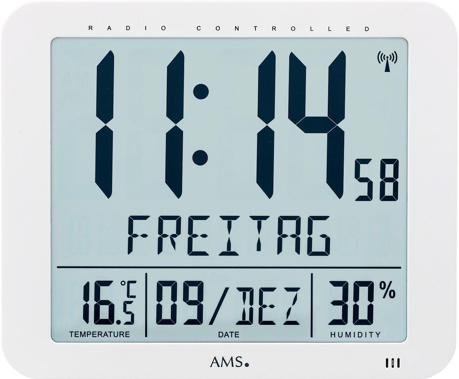 AMS Funkwanduhr F5886 (Quarzuhr,mit Alarm,Datum,Wohnzimmer,Esszimmer,Küche, günstig online kaufen