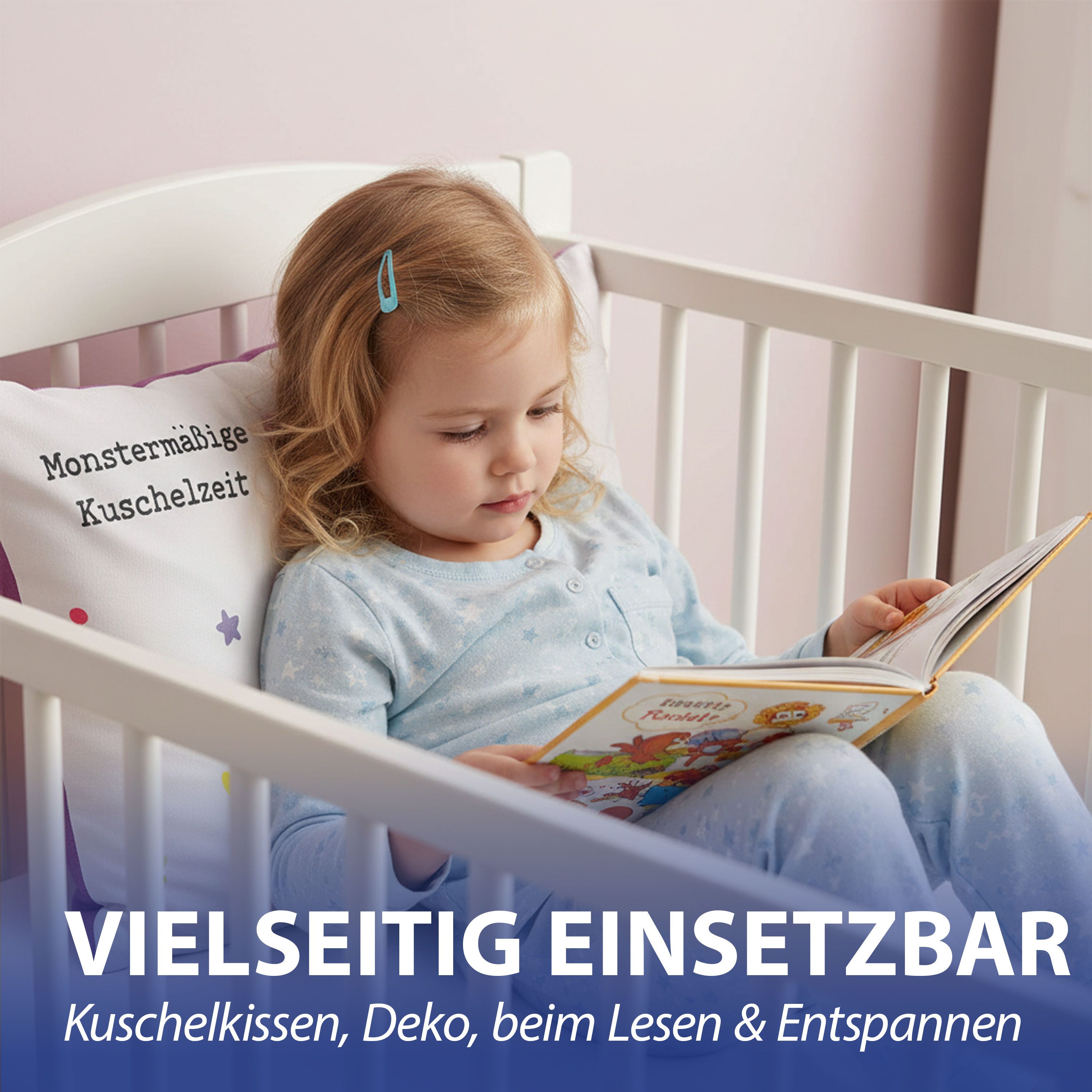CEPEWA Dekokissen Kissen Mutmacher flieder 40x25cm Baumwolle PES 180g Reißverschluss – Bild 5 von 5