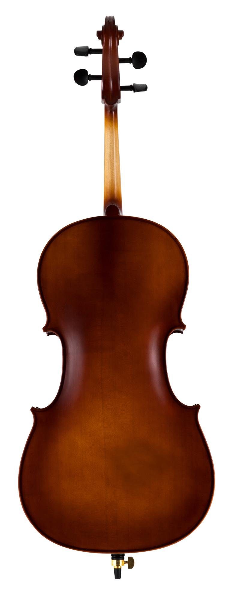 Classic Cantabile Cello Brioso Set - 3/4 Violoncello mit Boden & Zargen aus geflammtem Ahorn, Inkl. Trolley-Leichtkoffer, Kolofonium und Bogen
