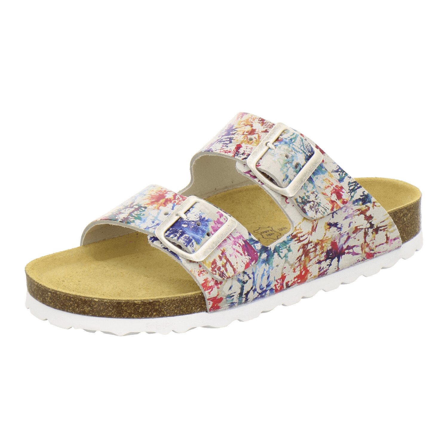 AFS-Schuhe 210099 Zweischnaller Pantolette für Damen mit Fußbett, bequeme Sandalen aus Leder