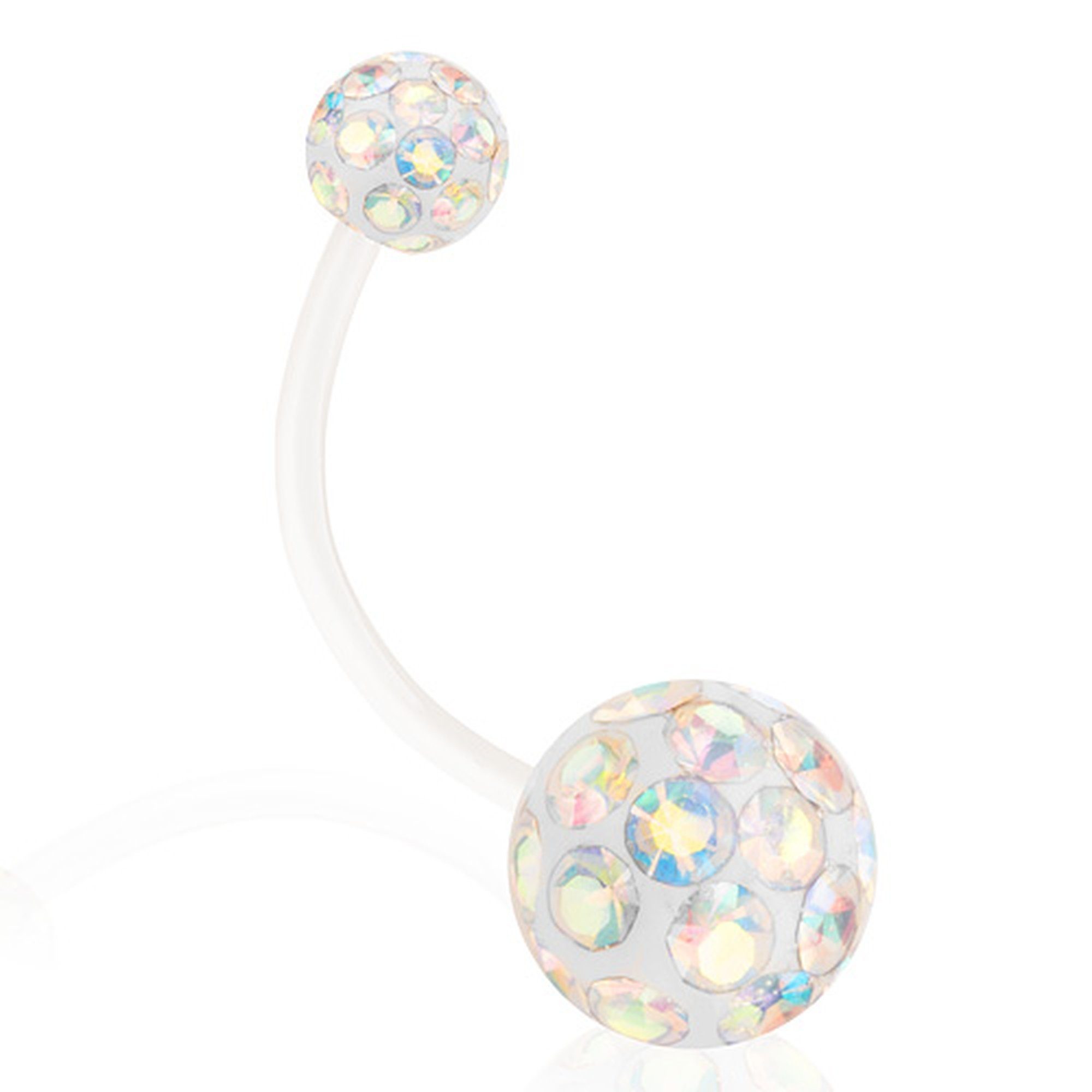 Taffstyle Bauchnabelpiercing Bauchpiercing Ferido Kristall Bioflex Stab Schwangerschaft flexibel (Flexibler Piercingstab mit funkelnder Ferido Kristallkugeln perfekt als Geschenk)