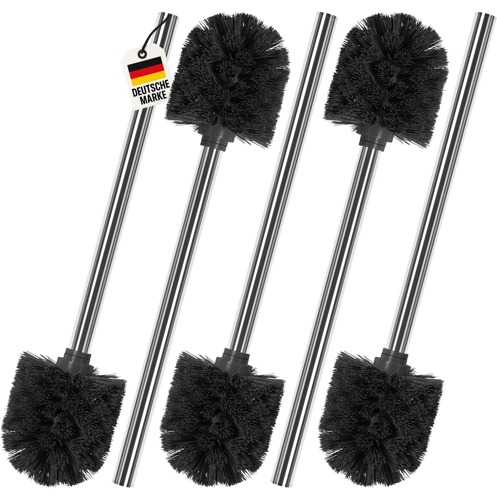 Wellgro WC-Reinigungsbürste Toilettenbürste Set Schwarz Weiß – WC Bürste Universal, (5-tlg)