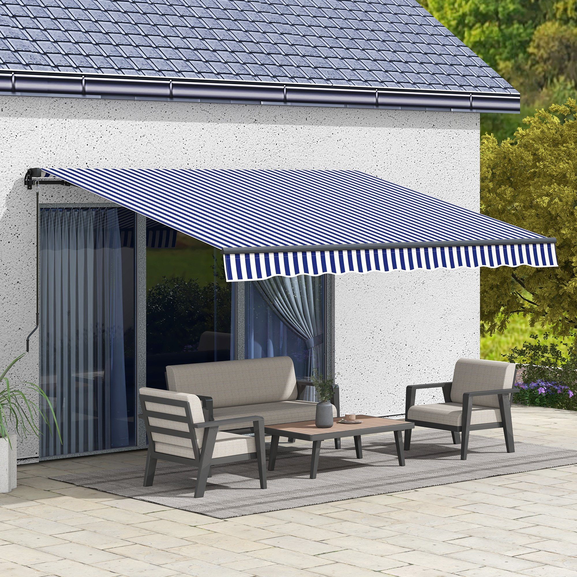 Outsunny Markise mit Handkurbel, 400 x günstig online kaufen