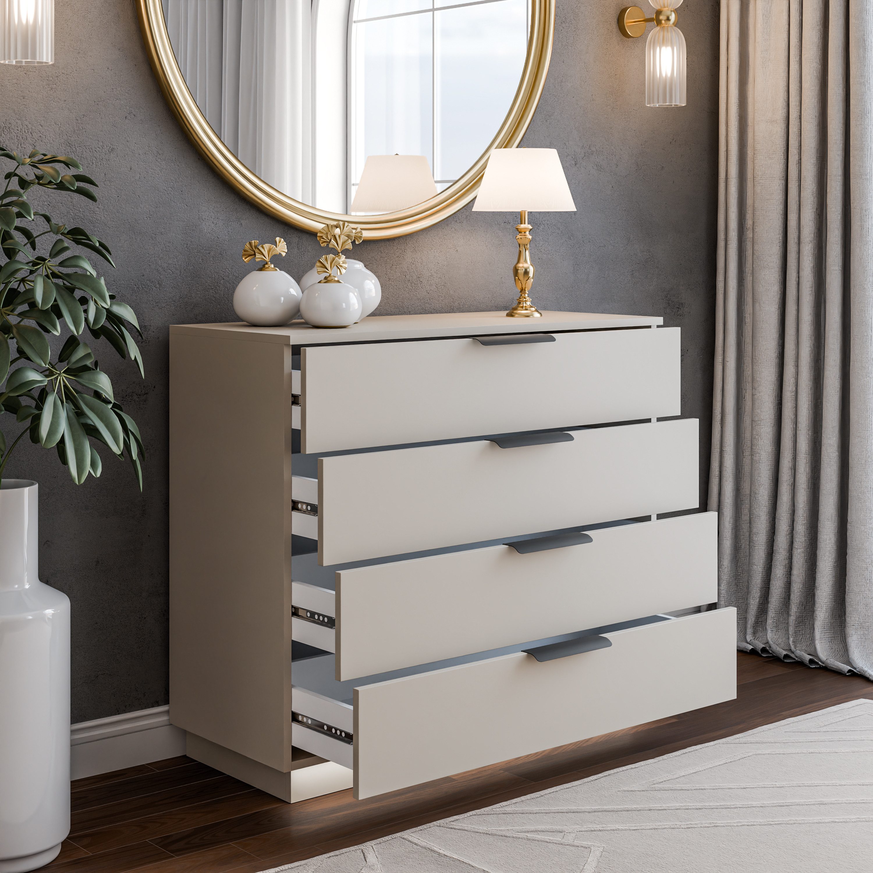 Lookway Kommode LINA KASCHMIR 95 cm mit LED-Beleuchtung auf Sockel