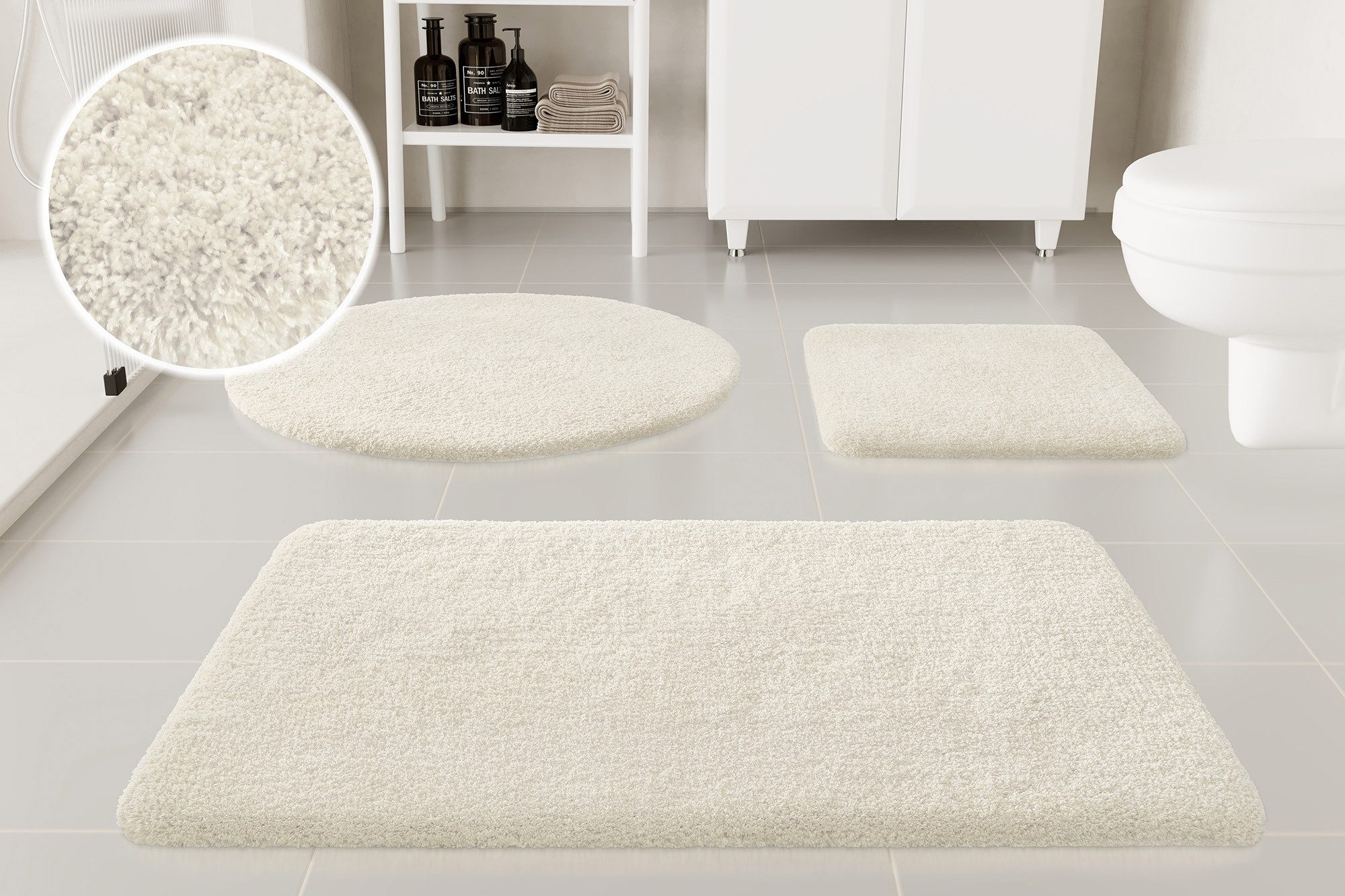 OTTO home Badematte Kaarin, uni, viele Farben, Badvorleger, Badezimmer Teppich, Höhe 30 mm, rutschhemmend beschichtet, fußbodenheizungsgeeignet, Polyester, rechteckig, Badteppich, getuftet, flauschig, hochflor, große Farbauswahl