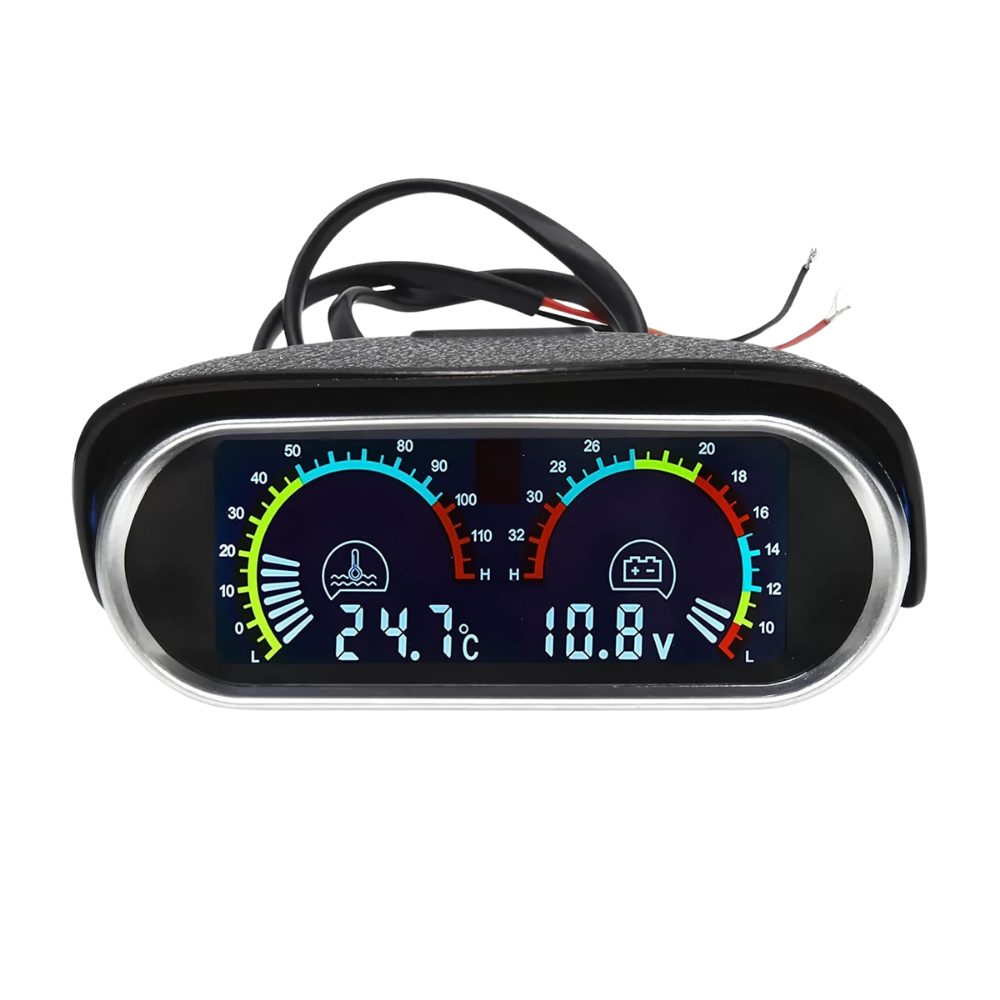 Athlix Anzeigegerät Digitales 2-in-1 LCD-Kombimessgerät für Autos Wassersensor, Integrierter Gehäuseschirm, unkomplizierte 2-Draht-Verkabelung