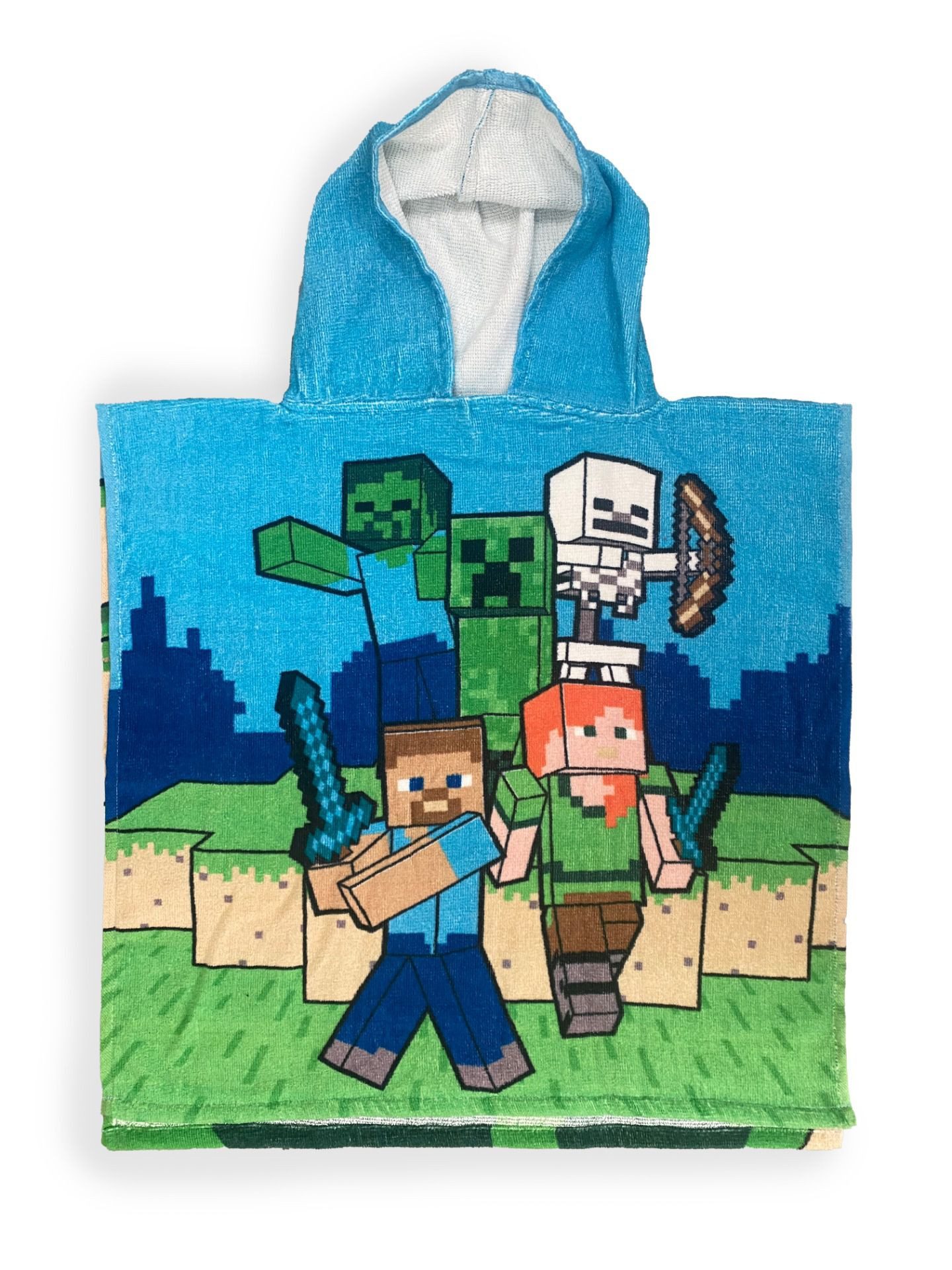 Minecraft Badeponcho Badeponcho – Weicher und saugfähiger Hoodie 100% Baumwolle