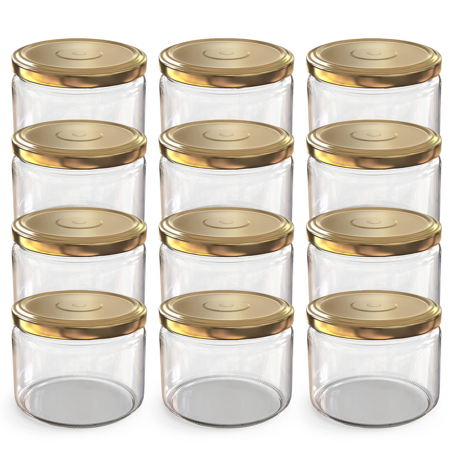 Einmachglas 12x 282ml Einmachgläser mit Schraubdeckel TO 82 Gold Marmeladengläser