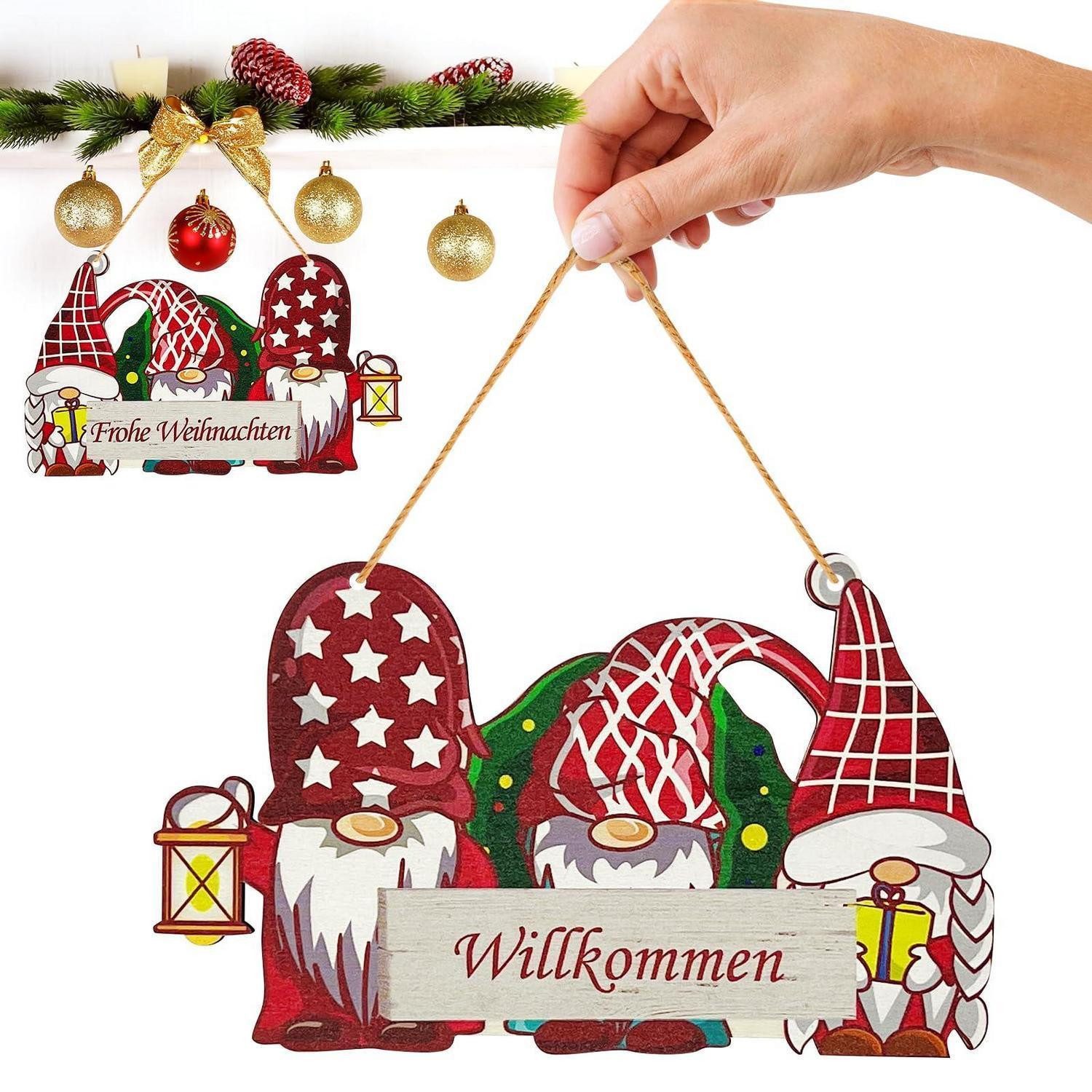 LuxusKollektion Wanddekoobjekt Weihnachtsschild Holz Willkommen Frohe Weihnachten