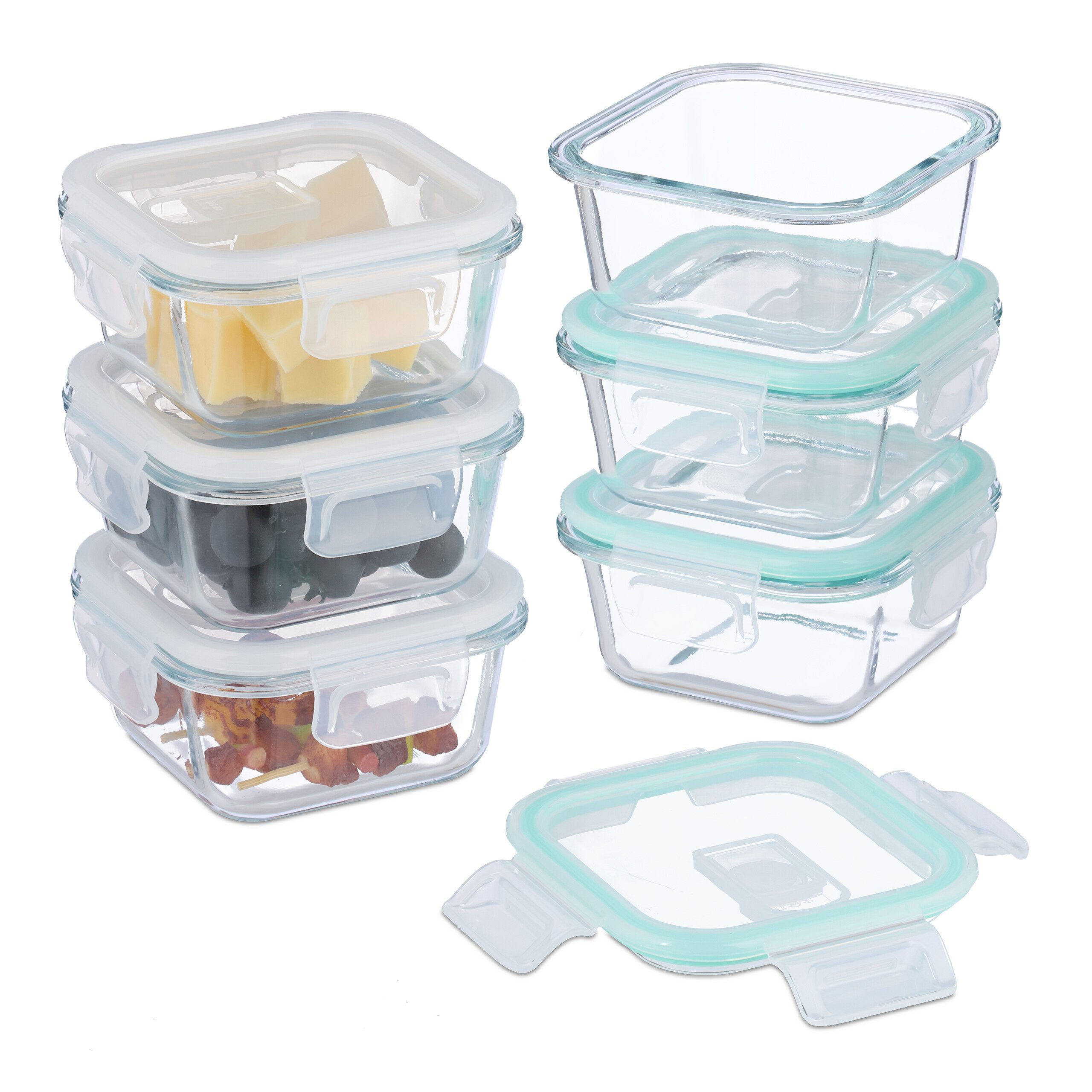 relaxdays Frischhaltedose Glasbehälter mit Deckel im Set, Glas, (6-tlg), 6 x 520ml