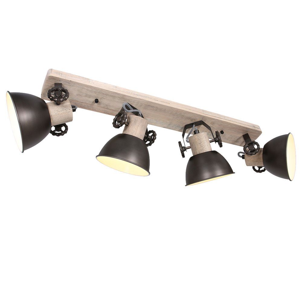 Steinhauer LIGHTING LED Deckenleuchte, Leuchtmittel nicht inklusive, VINTAGE Decken Leuchte Spot Strahler Ess Zimmer Holz Licht-Schiene