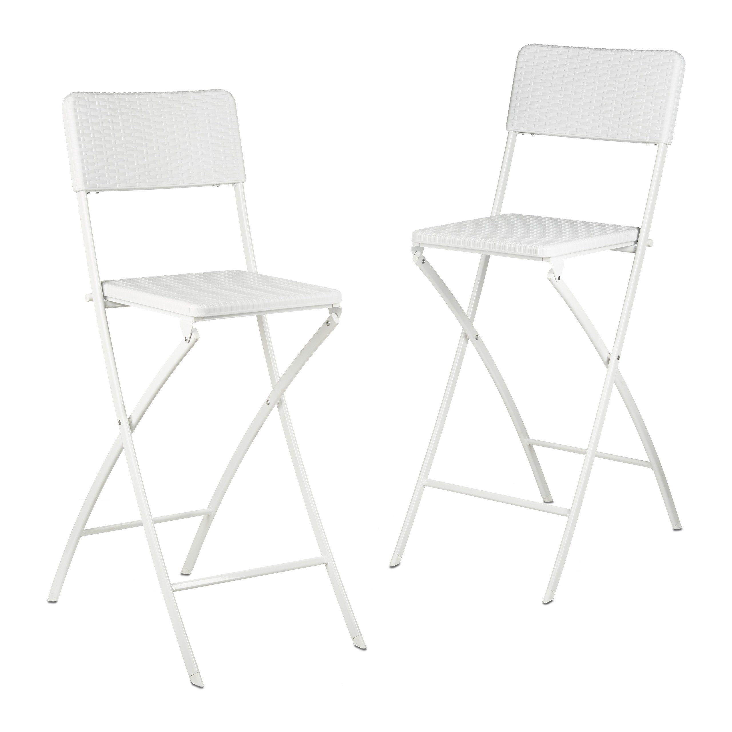 relaxdays Barhocker 2er Set Barhocker Rattan (Set, 2 St., 2er Set), weiß