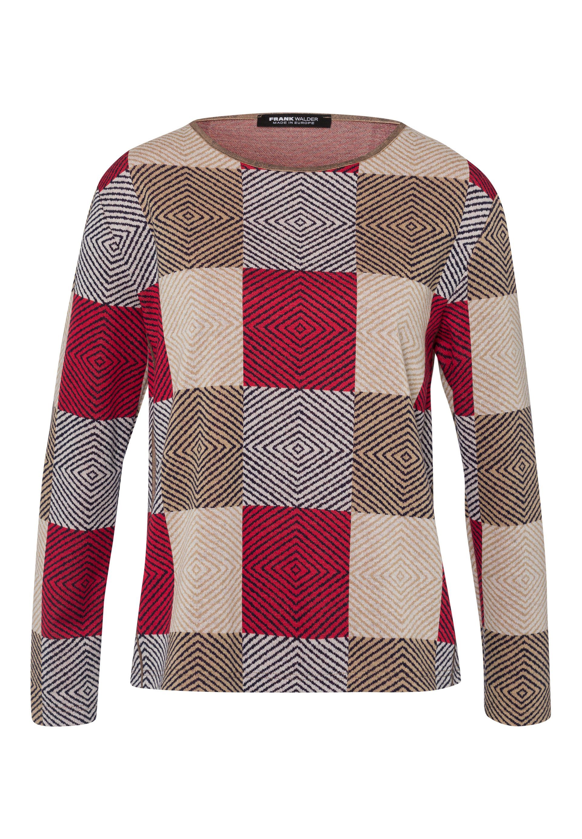 FRANK WALDER Strickpullover mit farblich abgestimmter Paspel