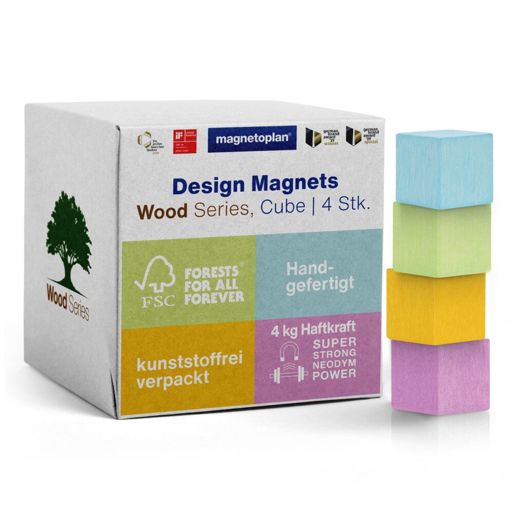 magnetoplan® Anzeigetafel Magnetoplan Design Magnets Wood Series - Cube 20x20x20mm - Farblich so (1-St)