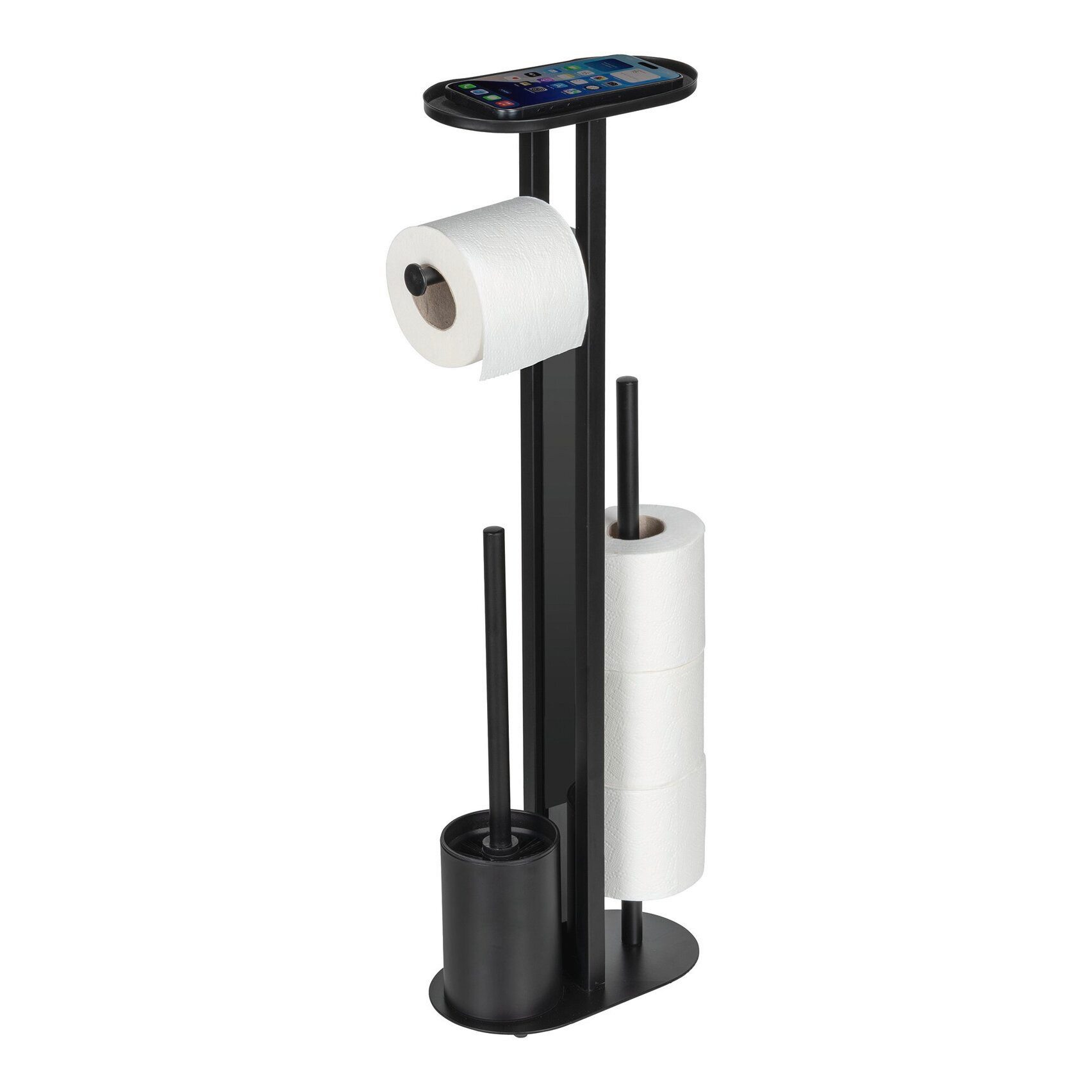 WENKO Toilettenpapierhalter WC-Ständer 4in1 WENKO OREA mit Ablage für das Telefon