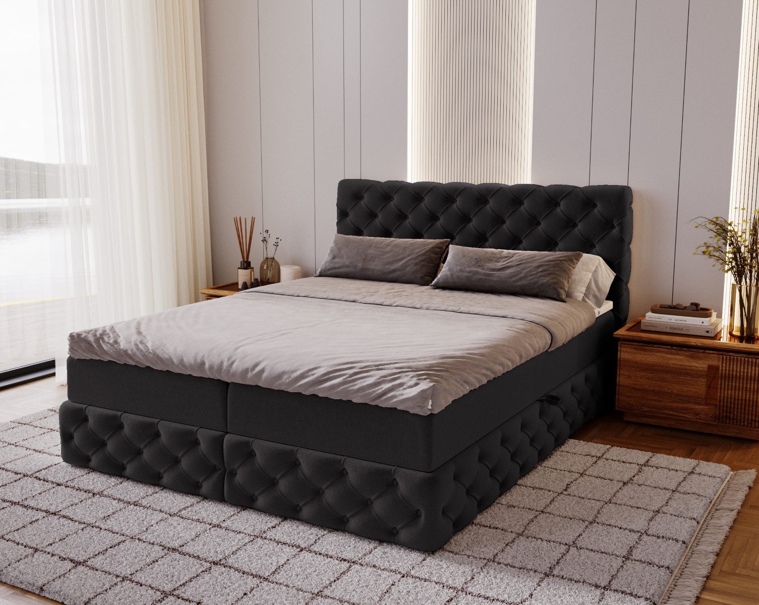 Kaiser Möbel Boxspringbett Chesterfield-Kontinentalbett Luxury Stoff günstig online kaufen