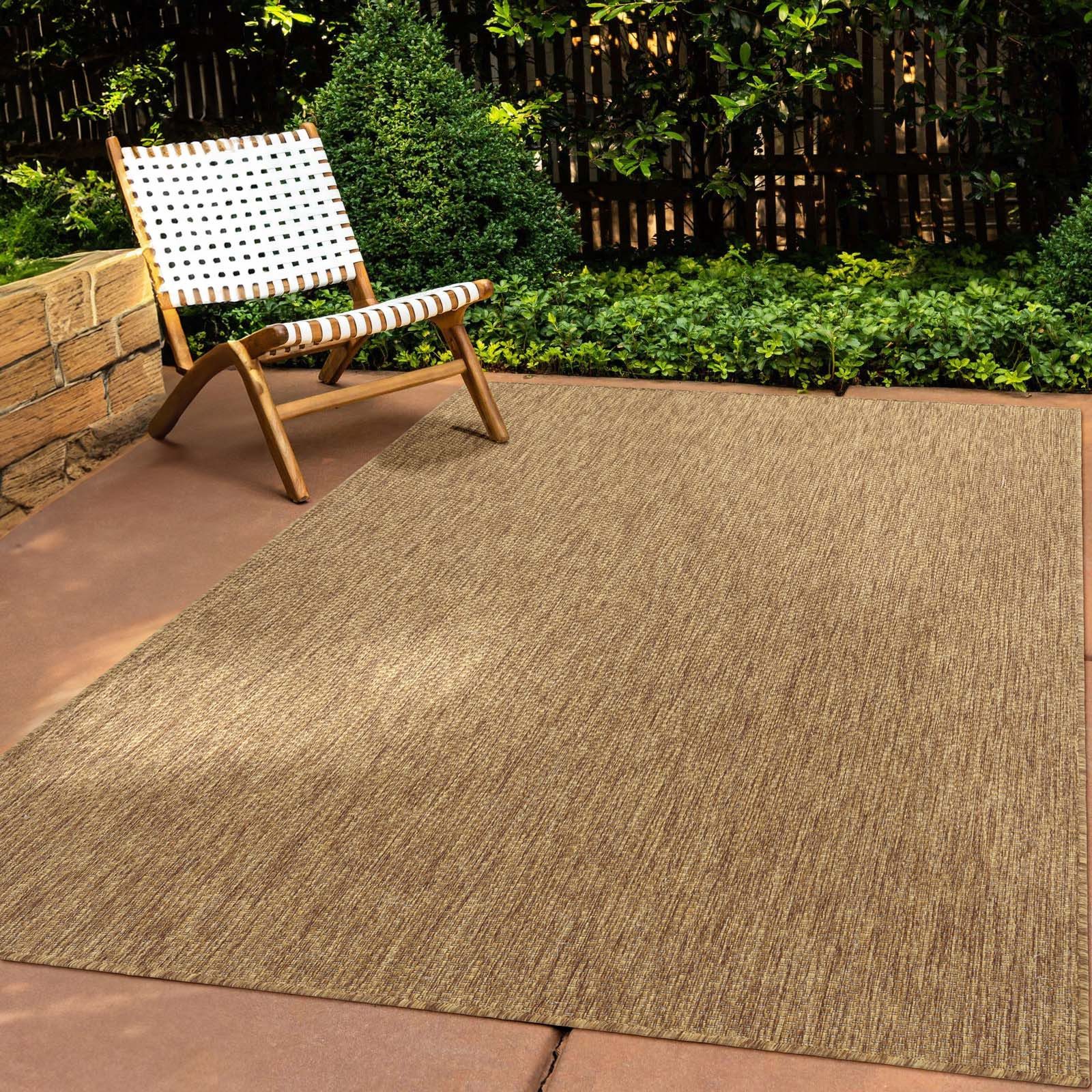 TaraCarpet Teppich Tara Carpet Columbia Meliert In & Outdoor auch für die Küche, rechteckig, Höhe: 5 mm, Balkon Terrasse Wintergarten braun meliert Esszimmer 67x180