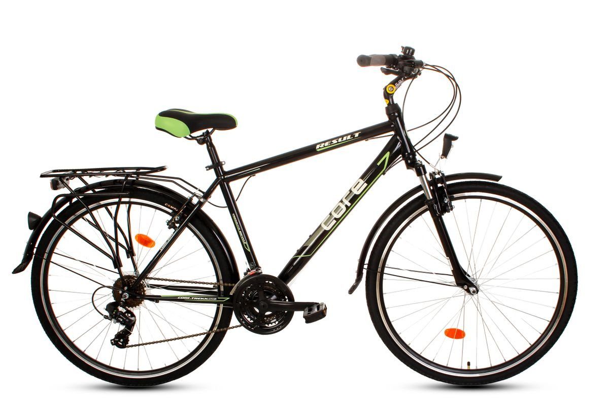 T&Y Trade Cityrad 28 ZOLL Herren City Trekking Fahrrad Trekkingfahrrad  Trekkingrad Citybike Cityrad Herrenrad CITYFAHRRAD Herrenfahrrad Rad Bike  18 Shimano Gang Beleuchtung STVO Gabelfederung Federgabel GOETZE Schwarz  Grün Core Result, 18 Gang