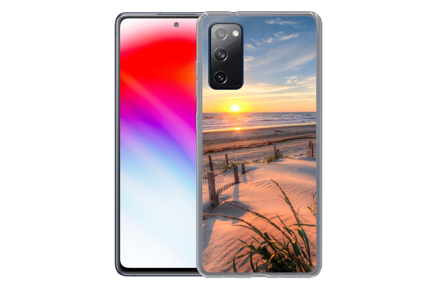 MuchoWow Handyhülle für Samsung Galaxy S20 FE Strand - Meer - Düne - Sonnenuntergang - Lan, Phone Case, Silikon, Schutzhülle Dünn