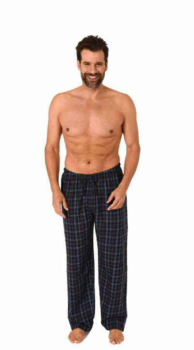 Trend by Normann Pyjama Herren Flanell Schlafanzug Hose lang in Karo Optik aus Baumwolle