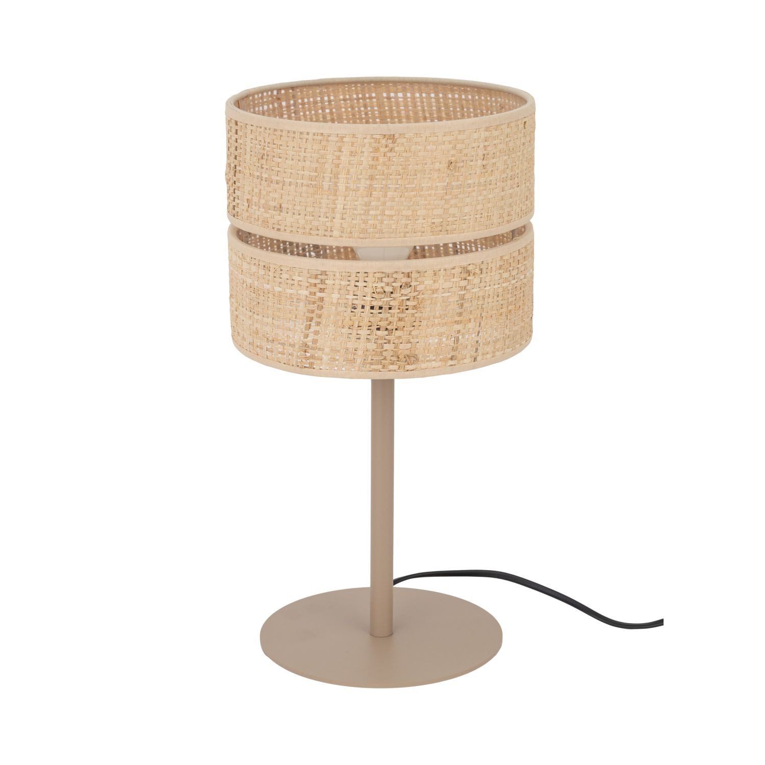 Licht-Erlebnisse Tischleuchte NIVOR, ohne Leuchtmittel, Metall D: 20 cm rund 38 cm Sandfarben Natur E27 Modern