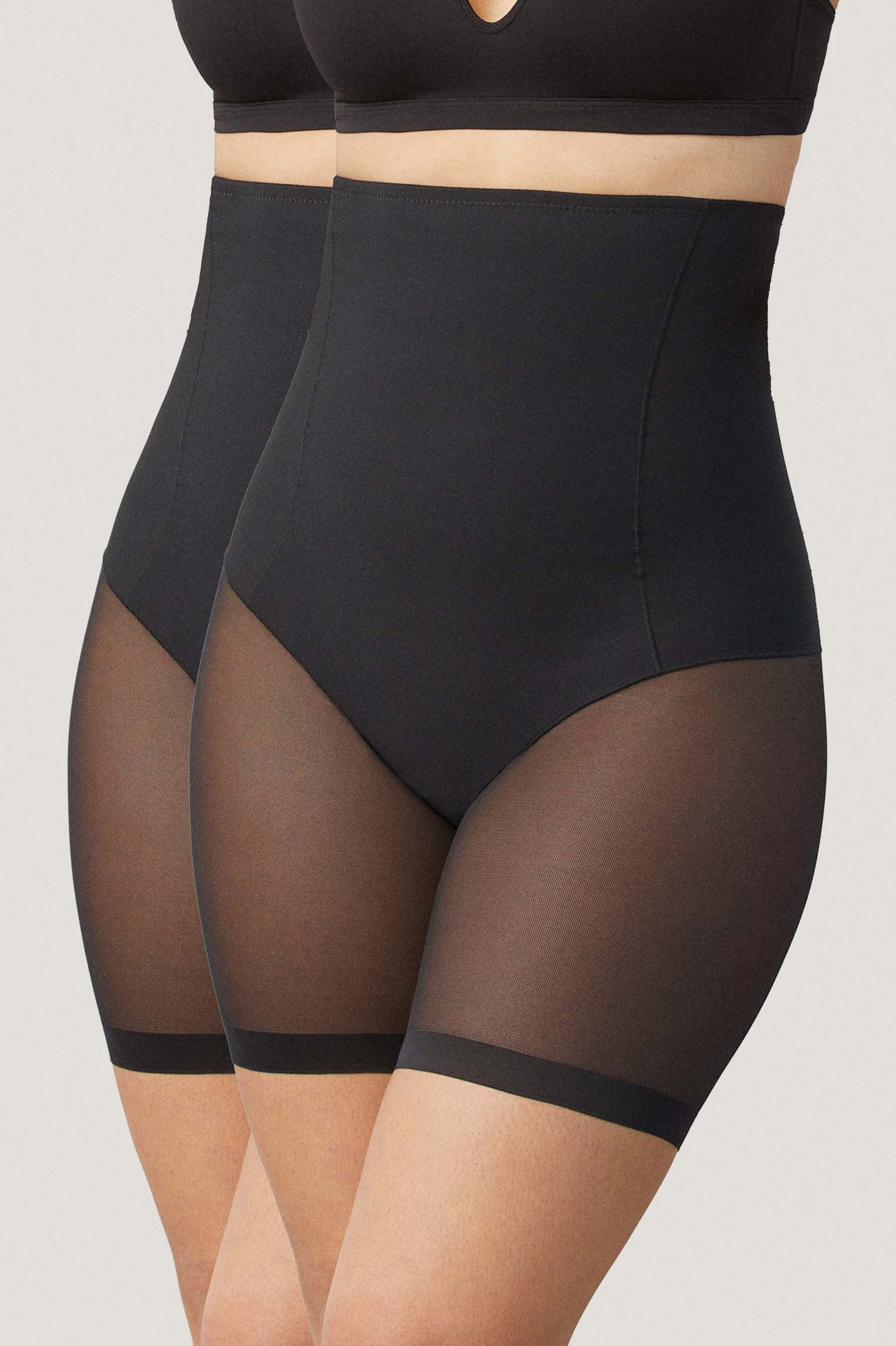 YSABEL MORA Shapinghose (2er Pack) hoch geschnitten, längeres Bein mit Tüll, Anti-Scheuer-Effekt