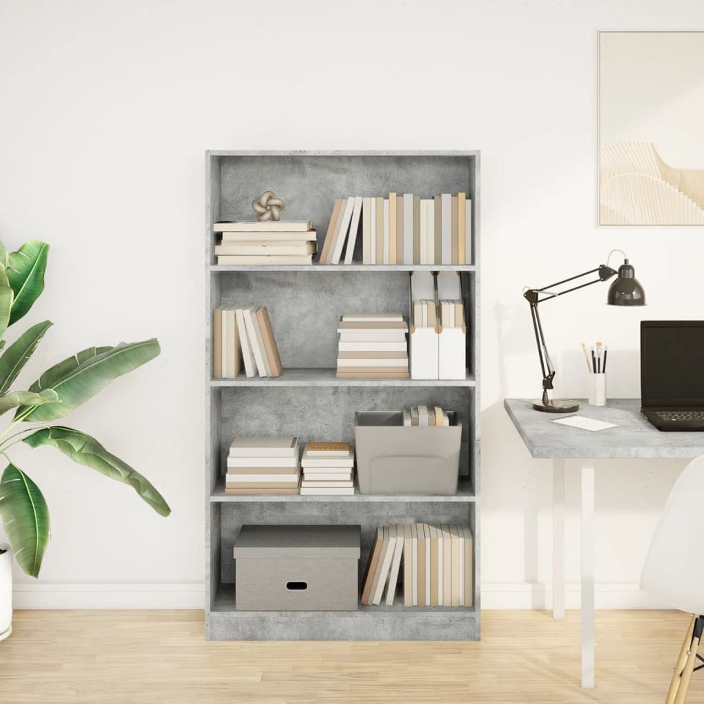vidaXL Bücherregal Bücherregal Betongrau 80x24x143 cm günstig online kaufen