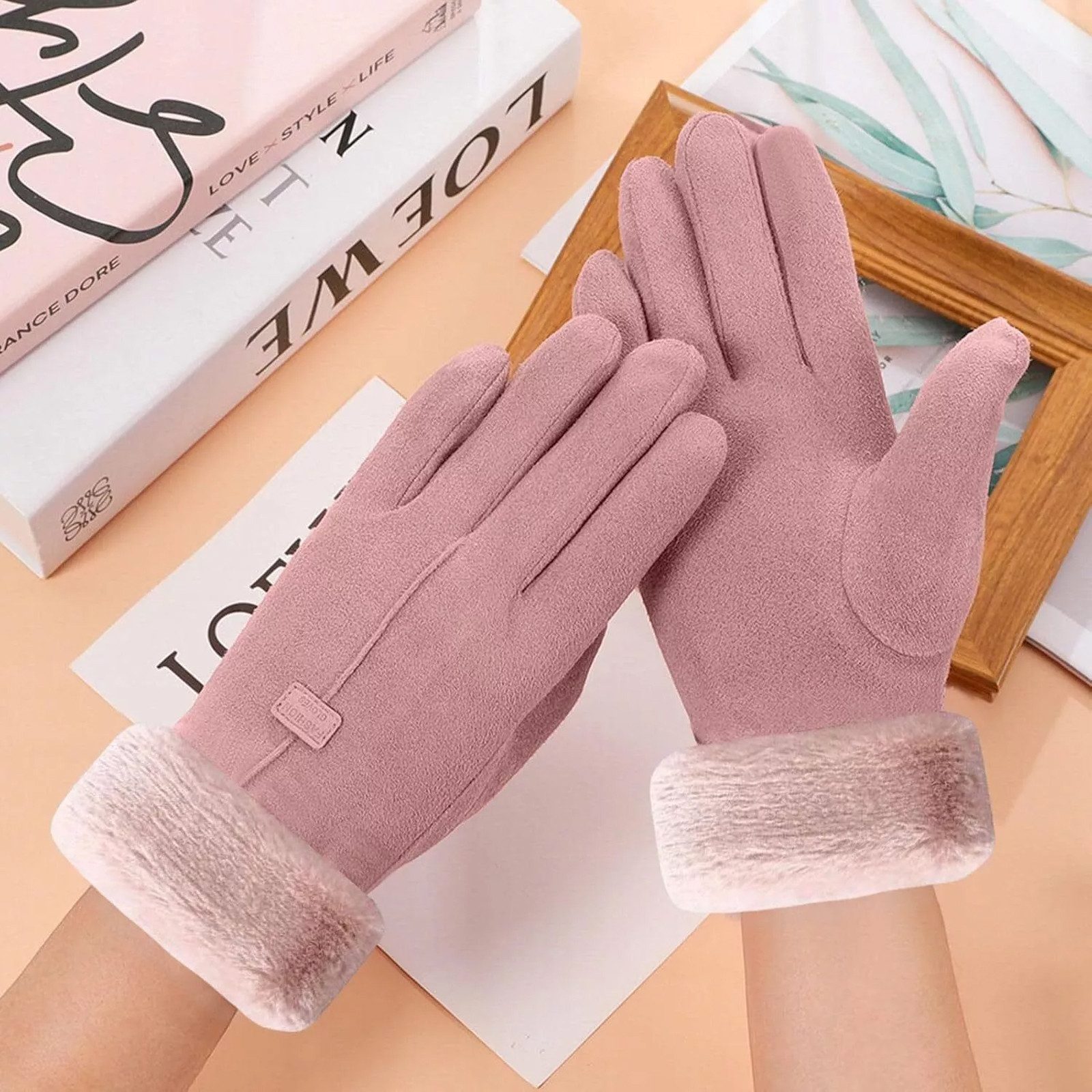 MODFU Fleecehandschuhe Touchscreen-Handschuhe Winterhandschuhe mit Plüschfu günstig online kaufen