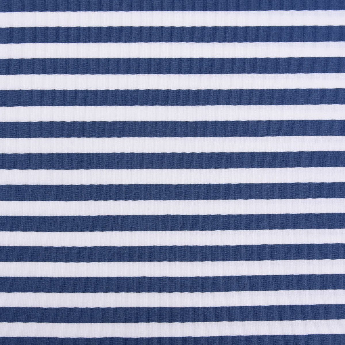 SCHÖNER LEBEN. Stoff Baumwolljersey Streifen 1cm Breite weiß jeansblau 1,5m Breite