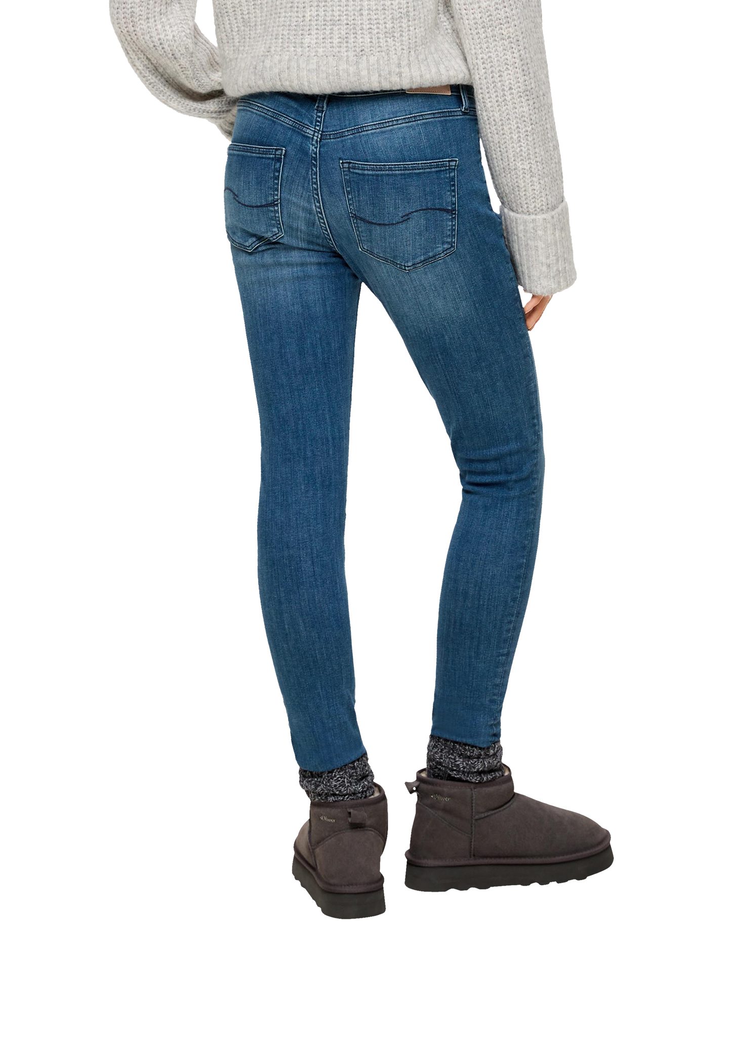 QS Stoffhose Jeans Sadie Mid Label-Patch, Rise Skinny Waschung Fit Skinny Leg / / 