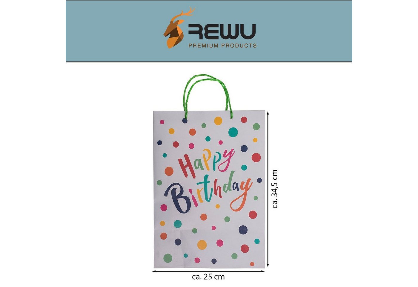Thumbnail - ReWu Geschenkbox OOTB Geschenktüte Kraftpapier Happy Birthday Bunt