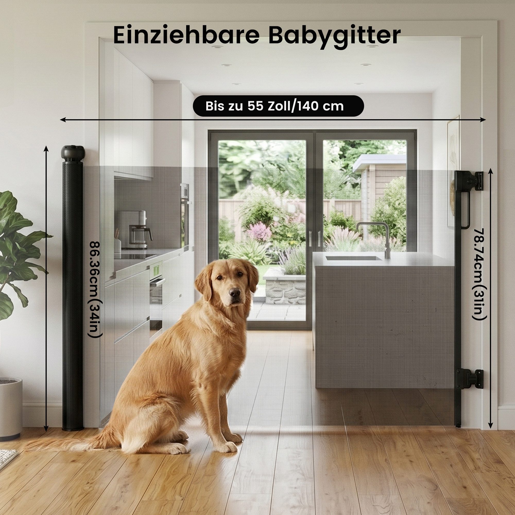 DAITORE Türschutzgitter Treppenschutzgitter ausziehbar bis 140cm~180cm für Kinder, Haustiere, Raumtrennung Absperrgitter kindersicheres Treppengitter