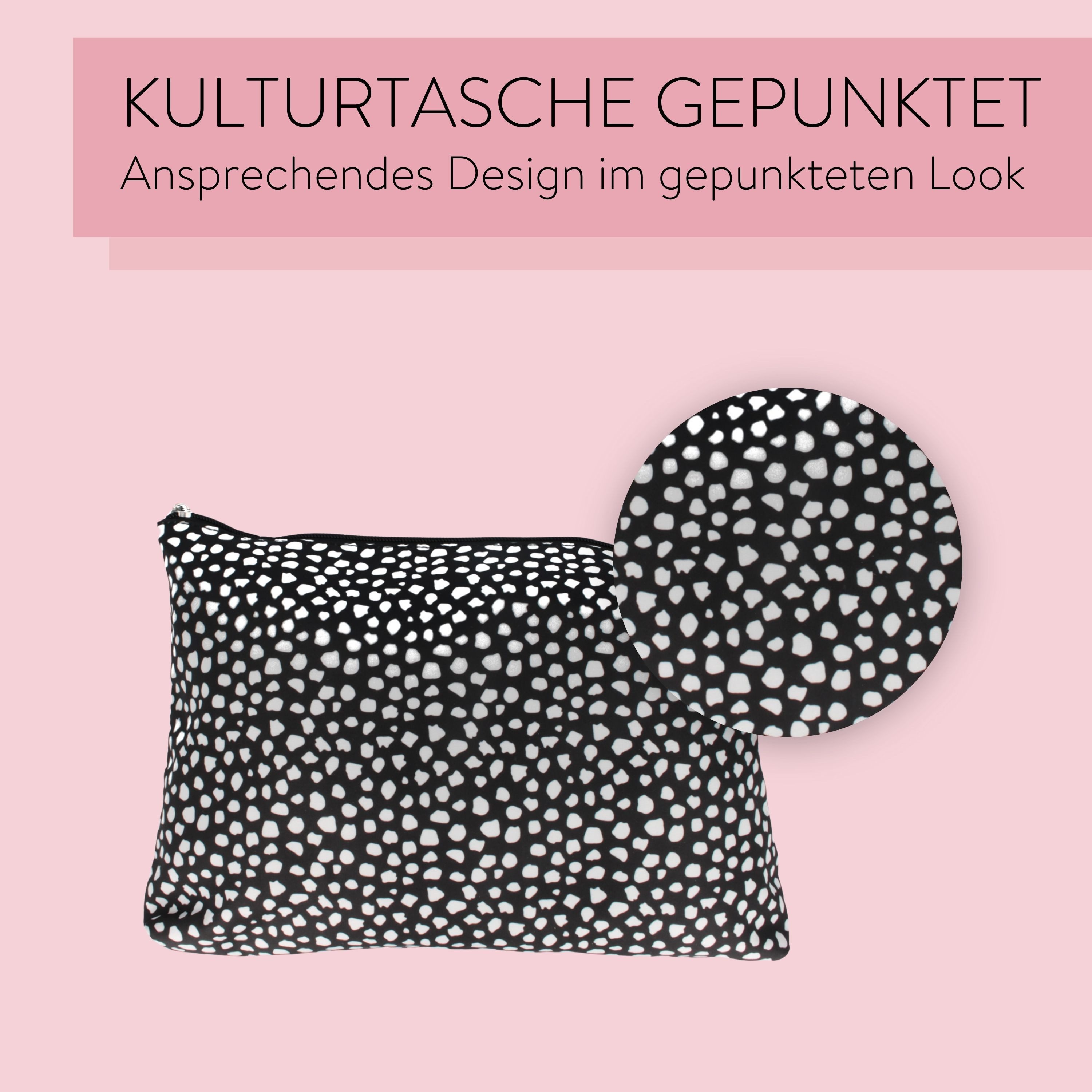 PARSA Beauty Kosmetiktasche Essential Kulturtasche Schwarz-Weiß, modernes Design & Stauraum – Bild 4 von 5