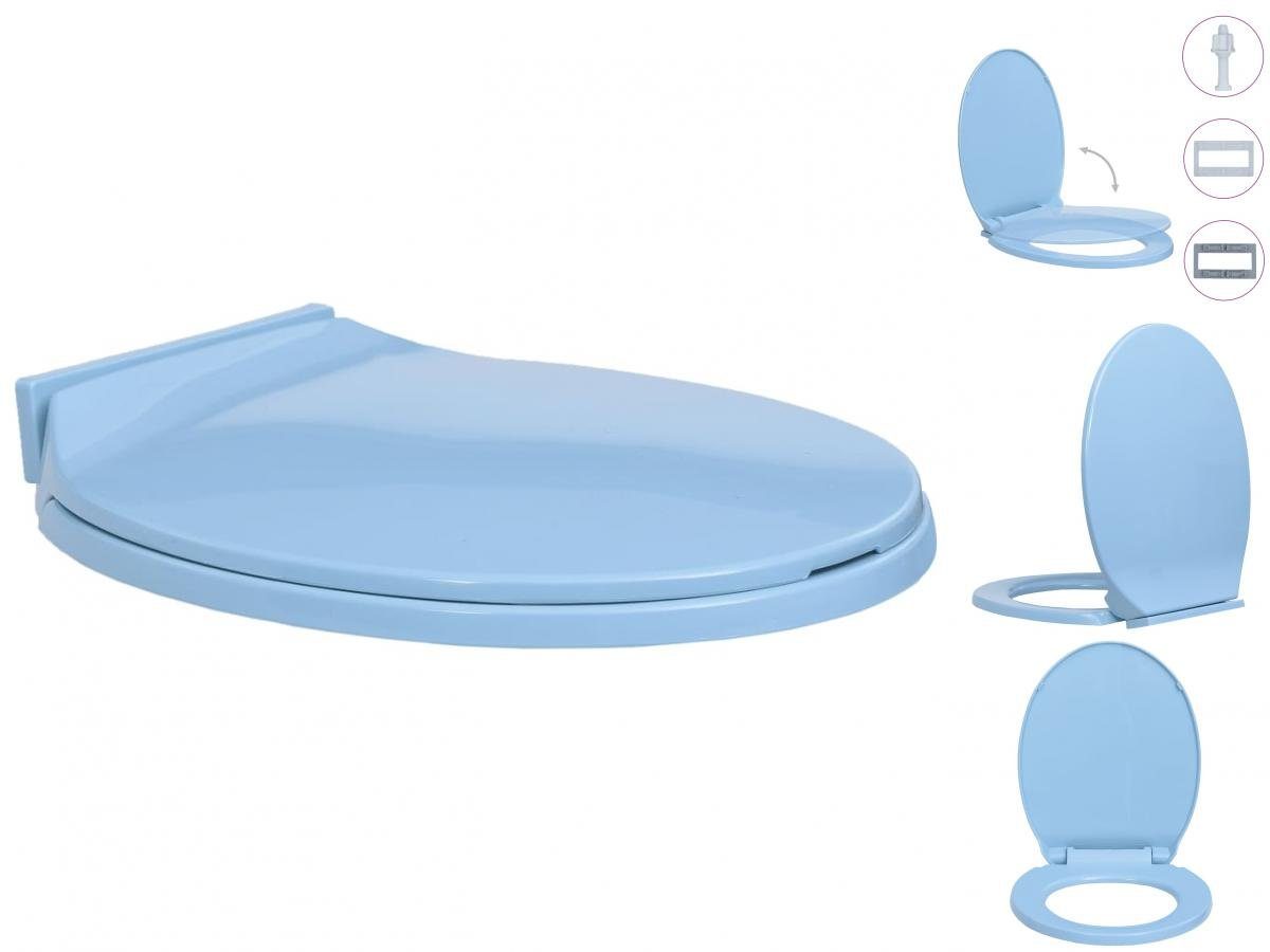 vidaXL WC-Sitz Toilettensitz mit Absenkautomatik Blau Oval WC-SitzWc-Deckel Klo-Decke