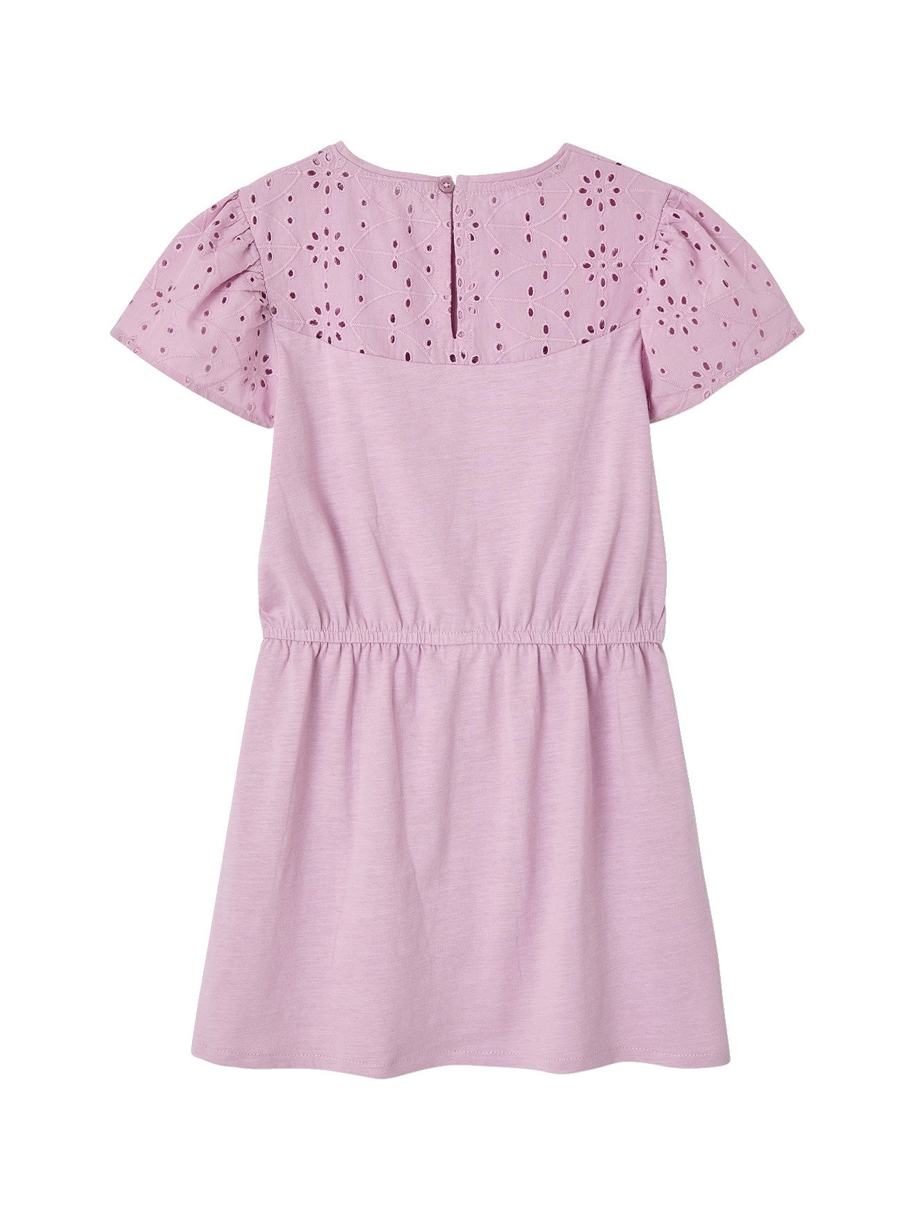 vertbaudet Minikleid Mädchen Kleid mit Lochstickerei Lochstickerei