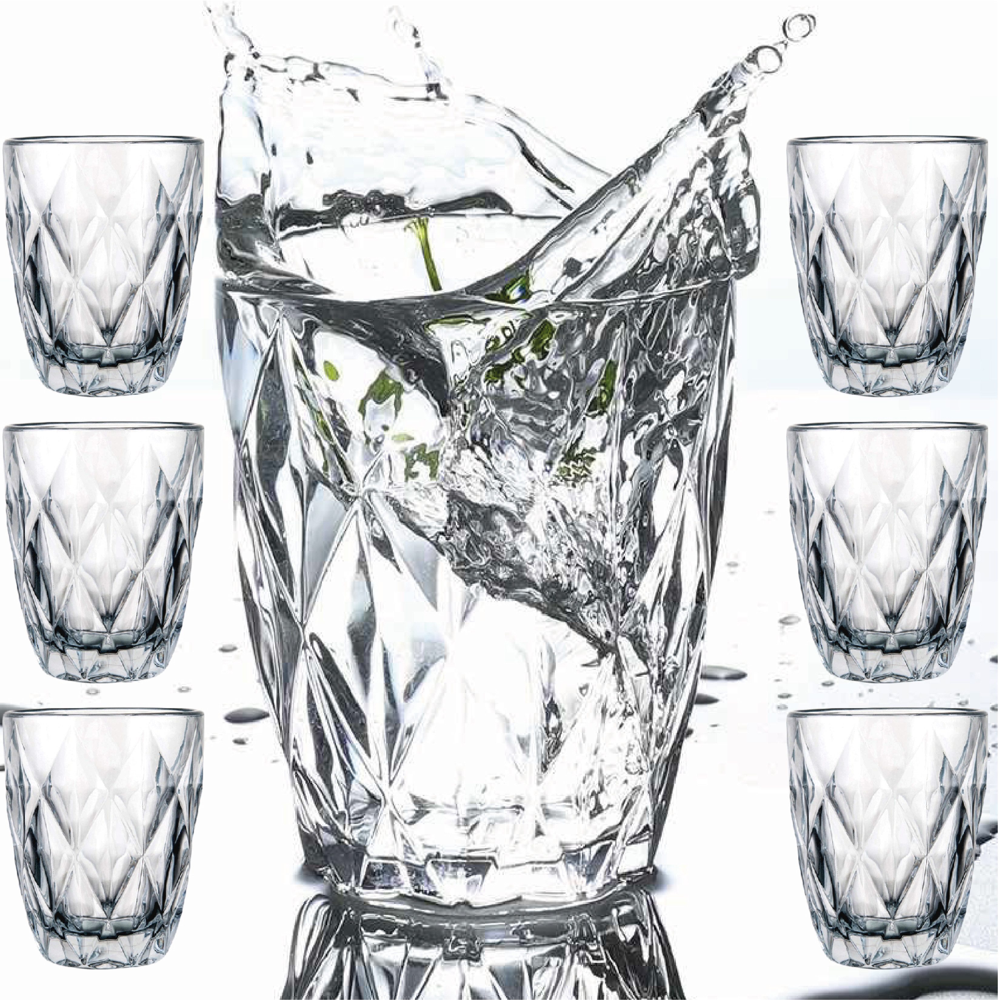 MelyshaHome Cocktailglas Verschiedene Trinkgläser Sets für Saft Cocktail Longdrink Wasser uvm., dickwandig & langlebig - Spülmaschinen & Microwellen geeignet