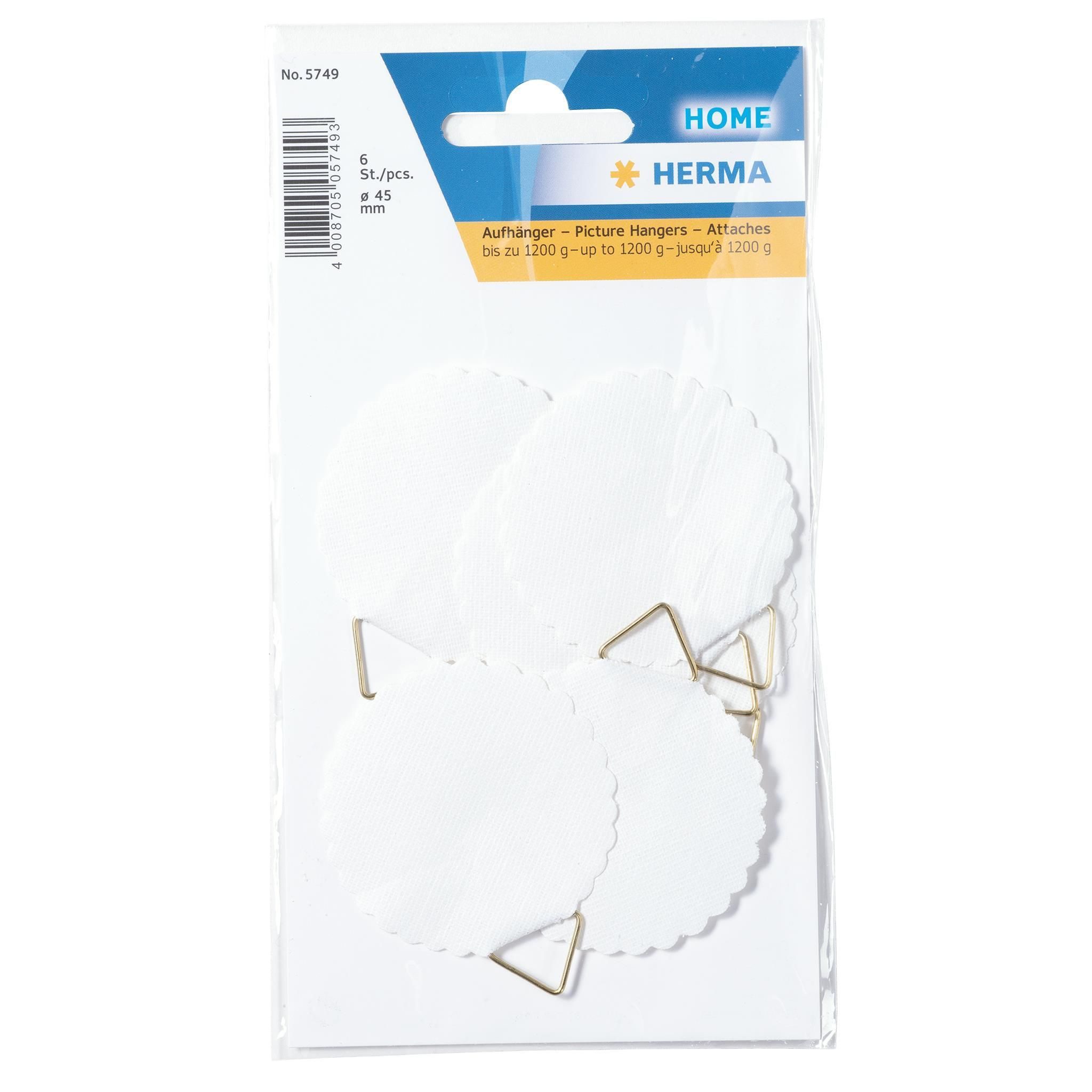 HERMA Einzelrahmen Herma Bildaufhänger wasserlöslich gummiert Ø 45 mm 6 Stück