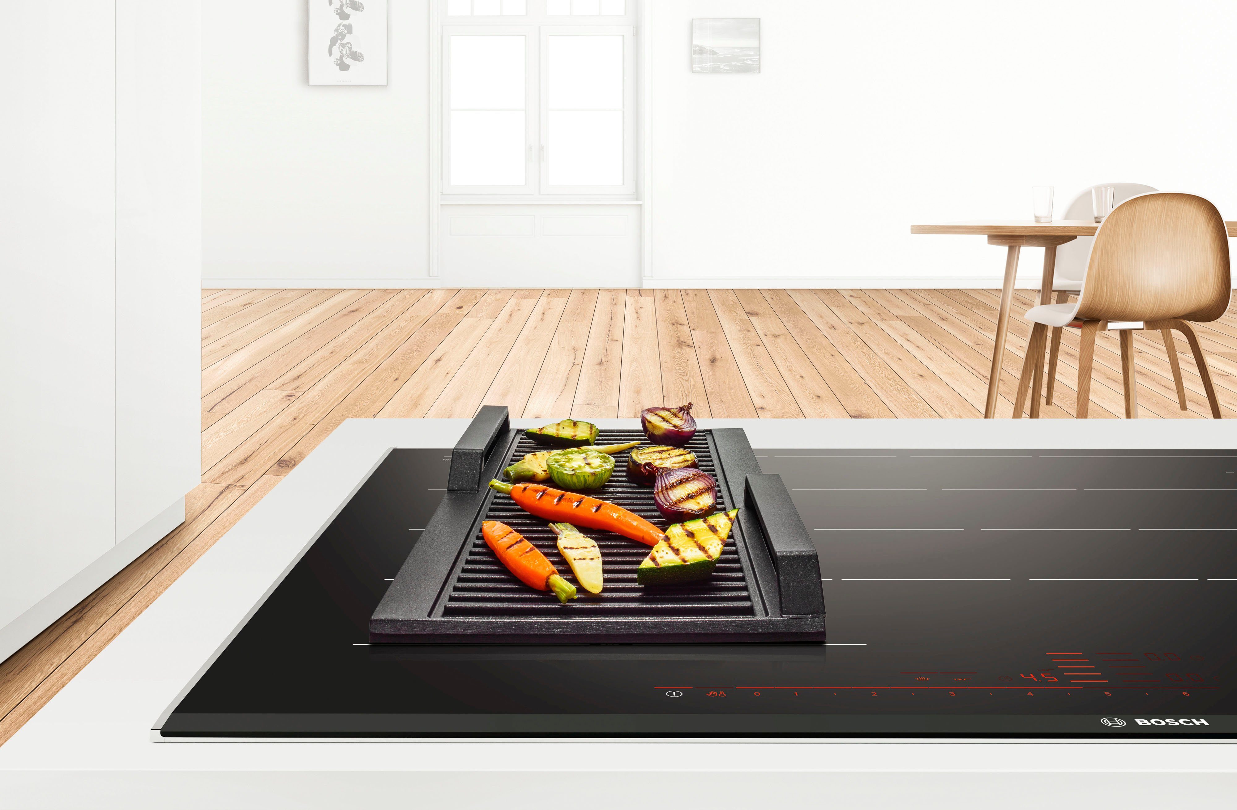 BOSCH Grillplattenaufsatz HEZ390522, Aluguss, für zusammengeschaltete FlexZonen bei Kochfeldern mit Induktion