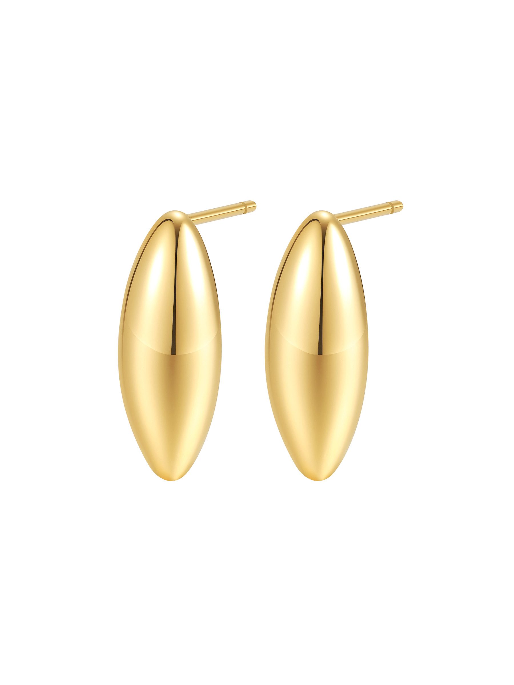 Hey Happiness Paar Ohrstecker Damen Marquise – Minimalistischer Edelstahl Ohrschmuck, 18K vergoldete Ohrringe für Stacking- & Layering-Looks