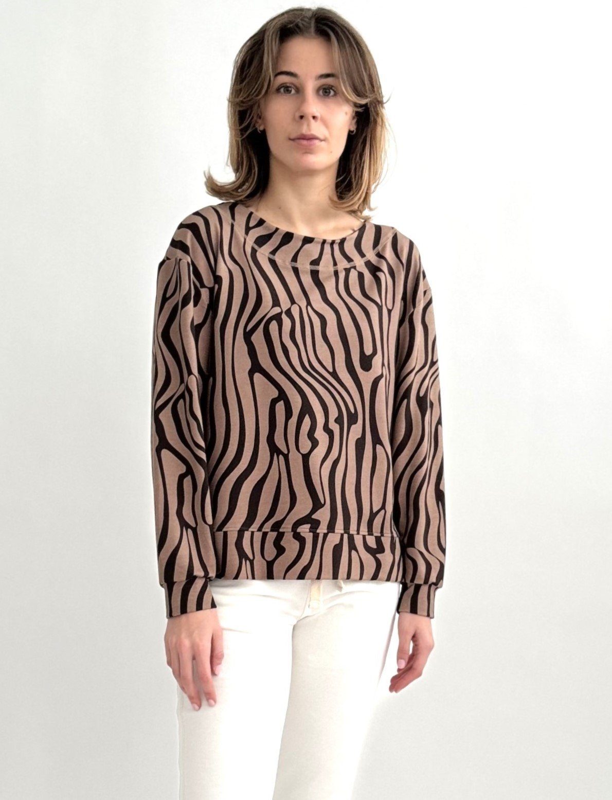 Zuckerwatte Sweatshirt mit modischem Alloverdruck aus günstig online kaufen