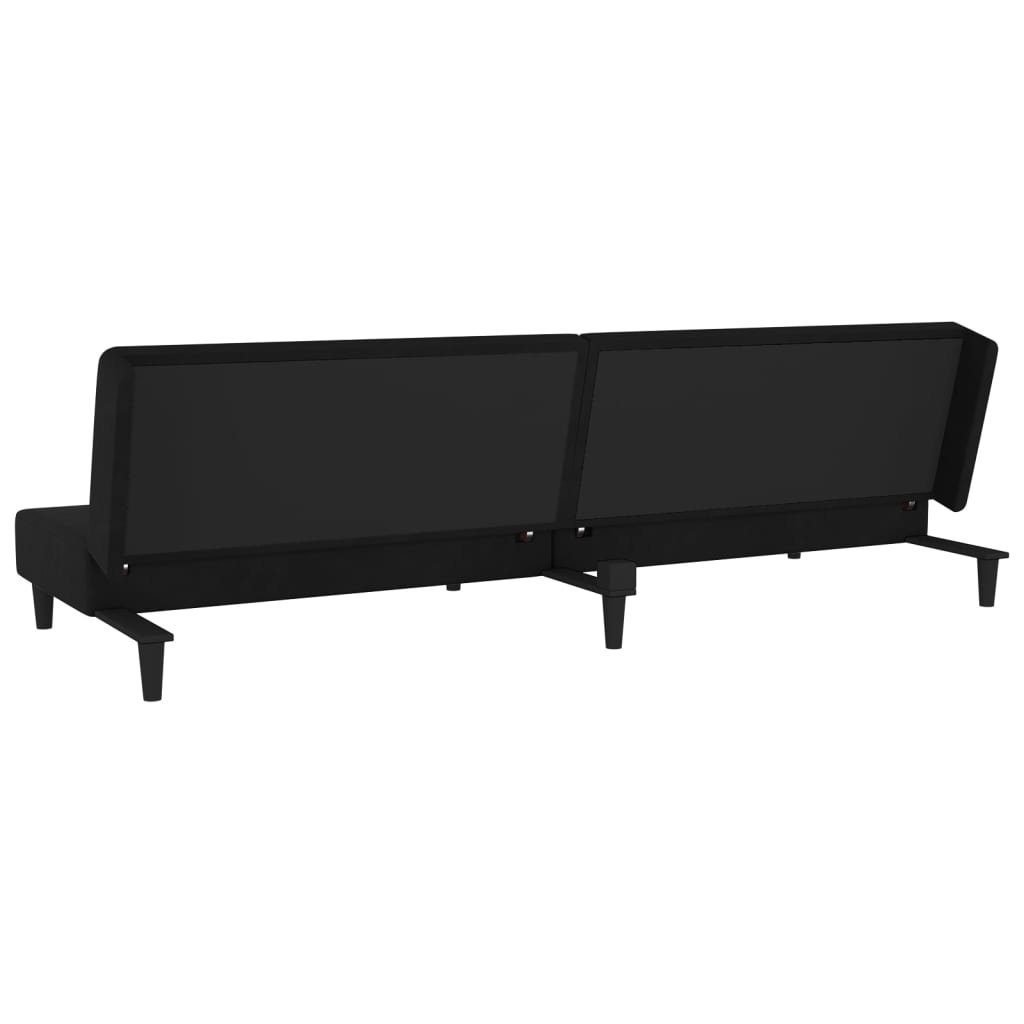 Schlafsofa mit Samt Sofa Kissen Schwarz 2-Sitzer vidaXL 2