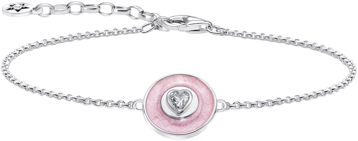 THOMAS SABO Armband Anhänger rosa und Zirkonia in Herzform, A2143-691-9-L19v, mit Zirkonia (synth)