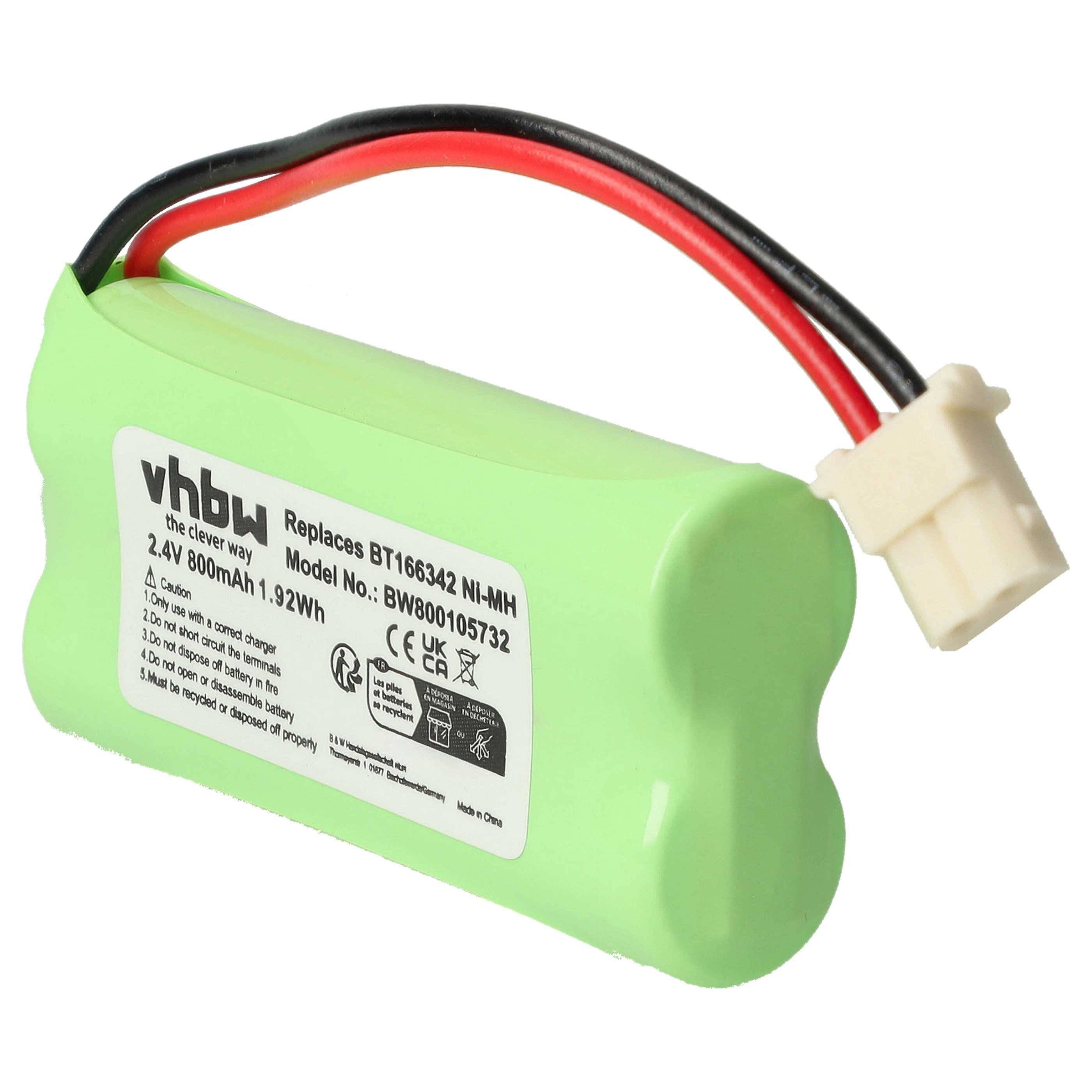 vhbw Akku passend für Telekom Sinus A602 Touch Babyphone (800 mAh, 2,4 V, Akku Akku NiMH 800 mAh (2,4 V, 1 St), Leistungsfähiger Austausch-Akku für Telefon, Festnetz oder schnurloses