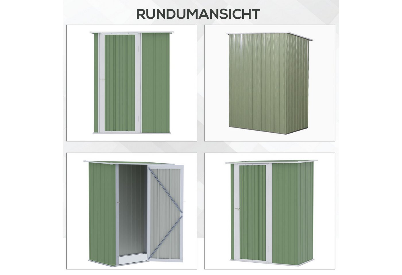 Thumbnail - MC Star Gerätehaus Gartenhaus Geräteschuppen mit Tür Outdoor Stahl Grün, 142 x 84 x 189 cm
