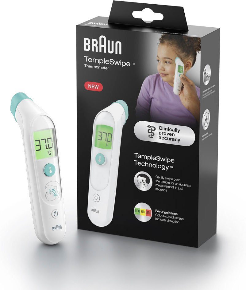 Braun Fieberthermometer TempleSwipe™ Stirnthermometer​ - BST200, Geeignet  für alle Altersgruppen​: Säuglinge, Kinder und Erwachsene, Schnell, sanft  und einfach zu