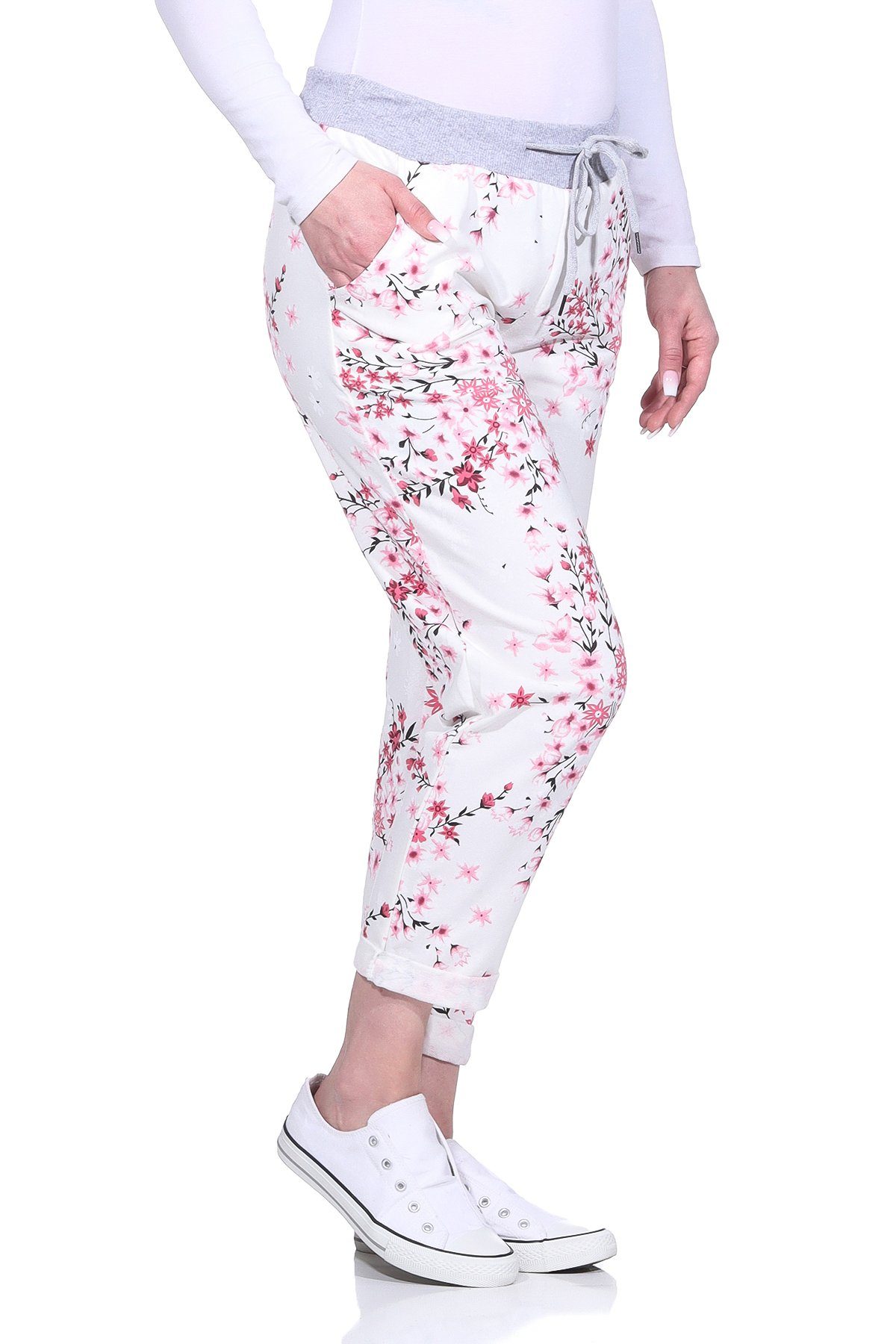 Bund und Relaxhose Jogginghose mit Aurela Damenmode angenehme super Haushose leichte Schnürung elastischem Freizeithose