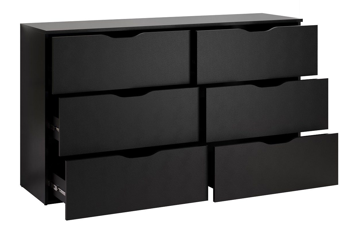 Schubkastenkommode schwarz, Anrichte, 80 x Sideboard trendteam 139 Basix, cm