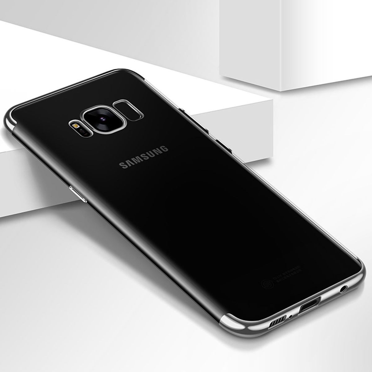 König Design Handyhülle Samsung Galaxy S7 Edge, Samsung Galaxy S7 Edge Handyhülle Backcover Silber